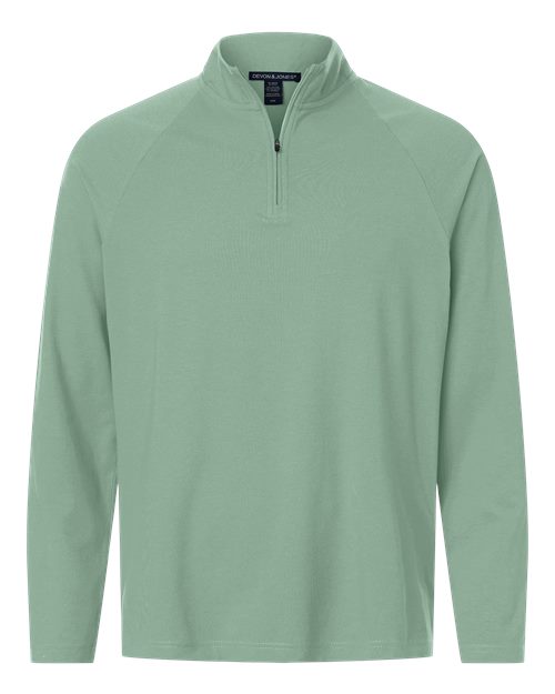 Devon & Jones DG402 Men's Seaton Pebble Textured Quarter-Zip Pullover - Balsam Green