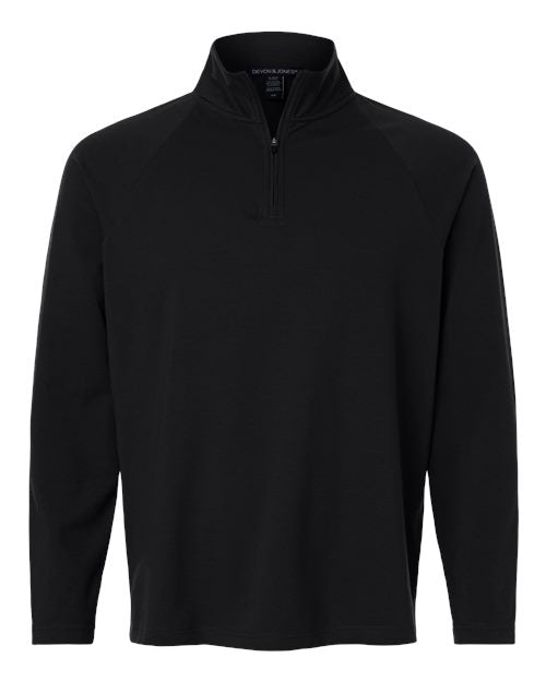 Devon & Jones DG402 Men's Seaton Pebble Textured Quarter-Zip Pullover - Black