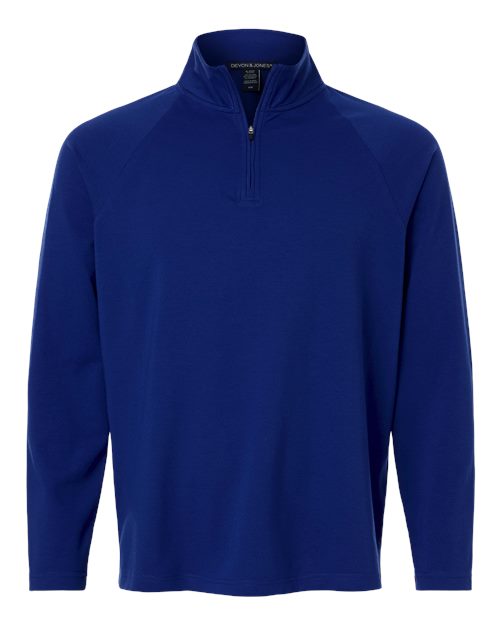 Devon & Jones DG402 Men's Seaton Pebble Textured Quarter-Zip Pullover - Midnight Royal