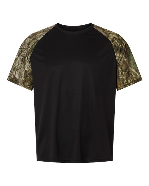 RealTree RT2103 Unisex Realtree® Performance Colorblock T-Shirt - Camo/ Black