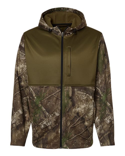RealTree RT5204 Unisex Realtree® Performance Colorblocked Full-Zip Hooded Sweatshirt - Camo/ Green