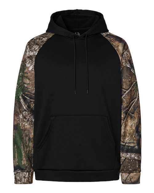 RealTree RT5305 Unisex Realtree® Performance Colorblocked Hooded Sweatshirt - Camo/ Black