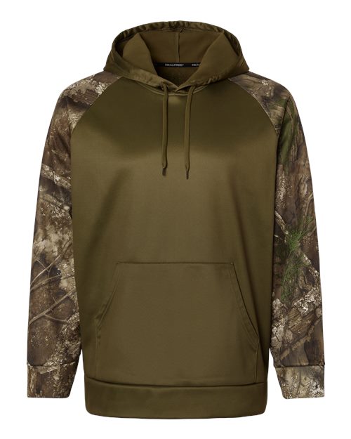 RealTree RT5305 Unisex Realtree® Performance Colorblocked Hooded Sweatshirt - Camo/ Green