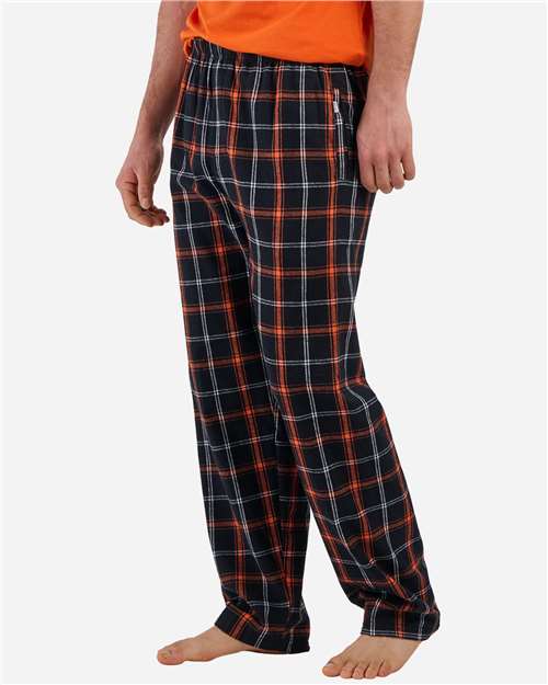 Load image into Gallery viewer, Boxercraft BM6624 Men's Harley Flannel Pants - Black/ Orange/ White Plaid
