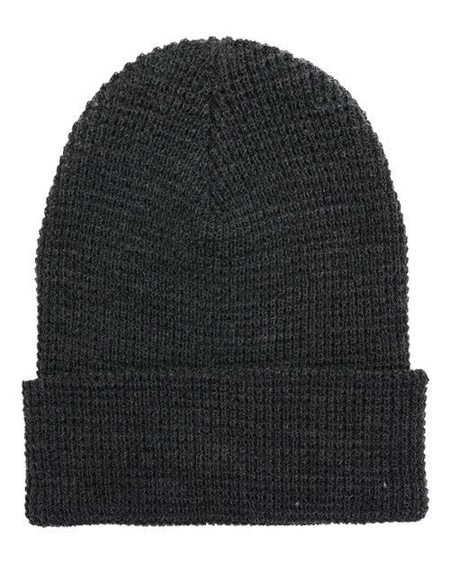 Load image into Gallery viewer, YP Classics 2501KC Waffle Cuffed Knit Beanie - Dark Grey
