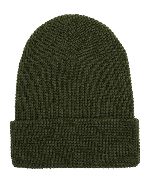 Load image into Gallery viewer, YP Classics 2501KC Waffle Cuffed Knit Beanie - Olive
