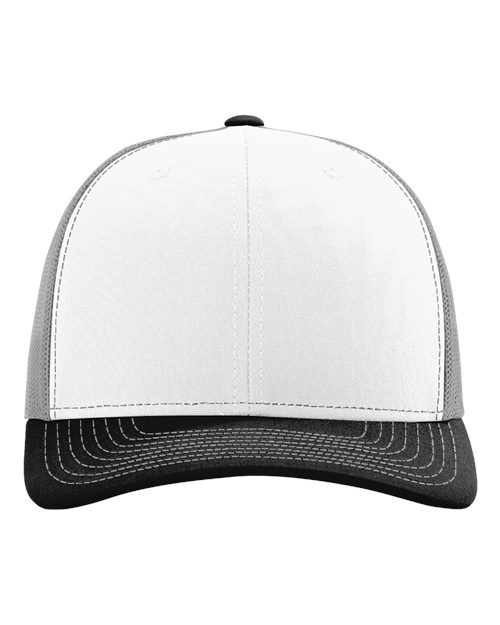 Richardson 112 Snapback Trucker Cap - White/ Aluminum/ Black