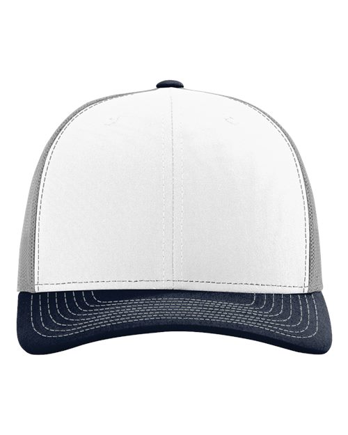 Richardson 112 Snapback Trucker Cap - White/ Aluminum/ Navy