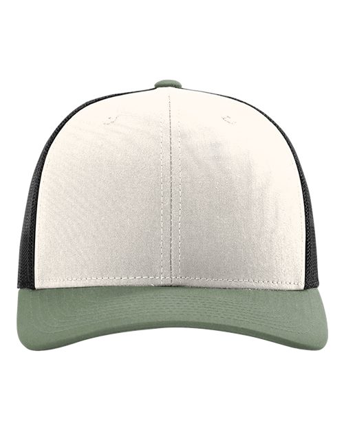 Load image into Gallery viewer, Richardson 112 Snapback Trucker Cap - Cream/ Black/ Loden Green
