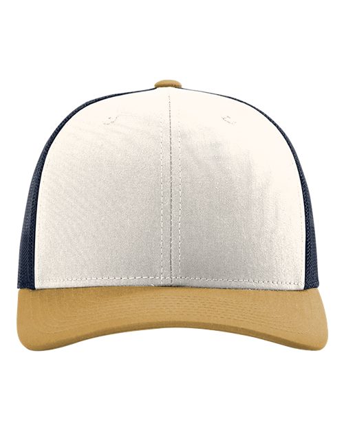 Richardson 112 Snapback Trucker Cap - Cream/ Navy/ Amber Gold