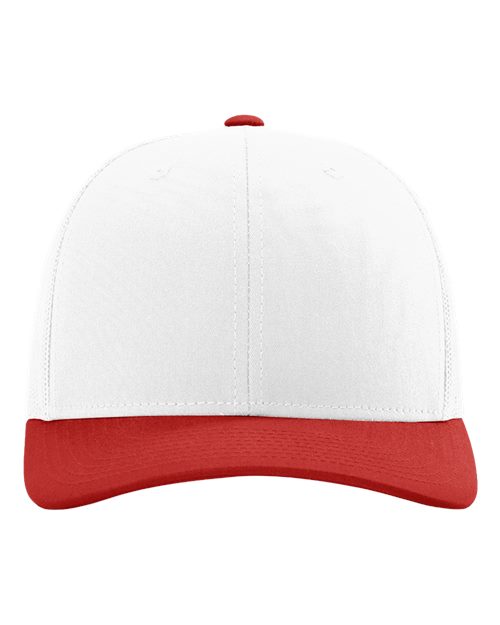 Richardson 112 Snapback Trucker Cap - White/ Red CMB