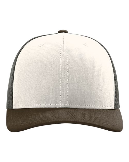 Richardson 112 Snapback Trucker Cap - Cream/ Grey Brown/ Brown