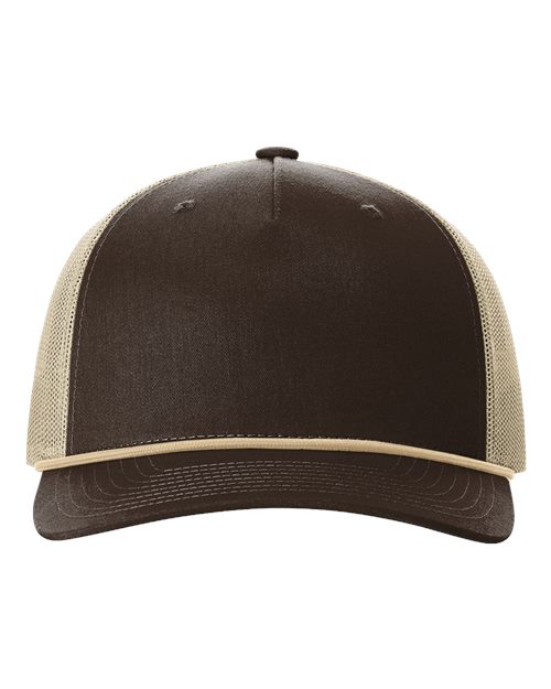 Load image into Gallery viewer, Richardson 112FPR Five-Panel Trucker Rope Cap - Brown/ Khaki/ Khaki
