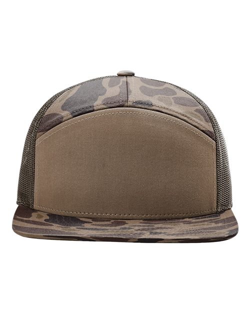 Richardson 168P Printed Seven-Panel Trucker Cap - Bark Duck Camo/ Brown