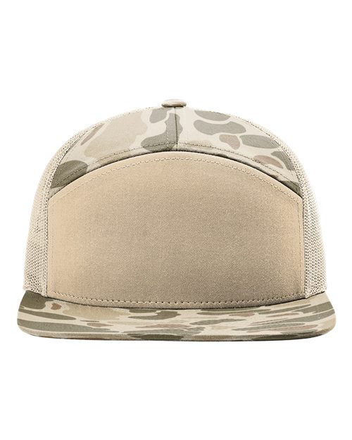 Richardson 168P Printed Seven-Panel Trucker Cap - Harvest Duck Camo/ Sandstone