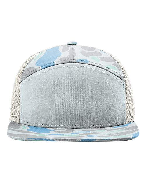 Richardson 168P Printed Seven-Panel Trucker Cap - Saltwater Duck Camo/ Ice Grey
