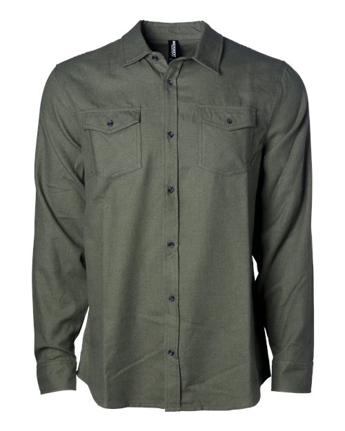 Load image into Gallery viewer, Independent Trading Co. EXP50F Unisex Flannel Shirt - Army Heather
