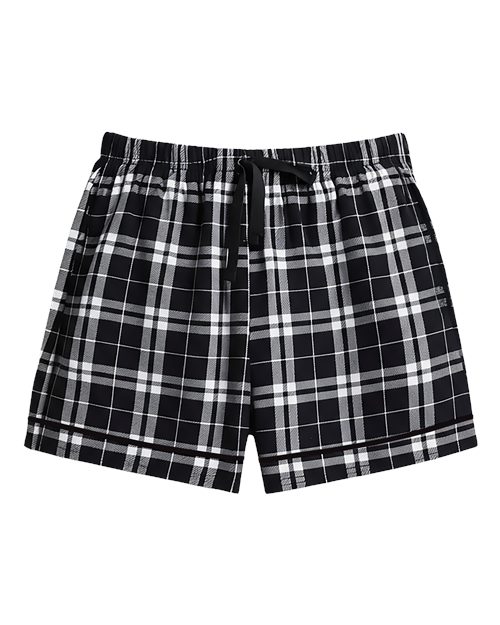 Boxercraft BW6501 Women's Flannel Shorts - Black/ White Plaid