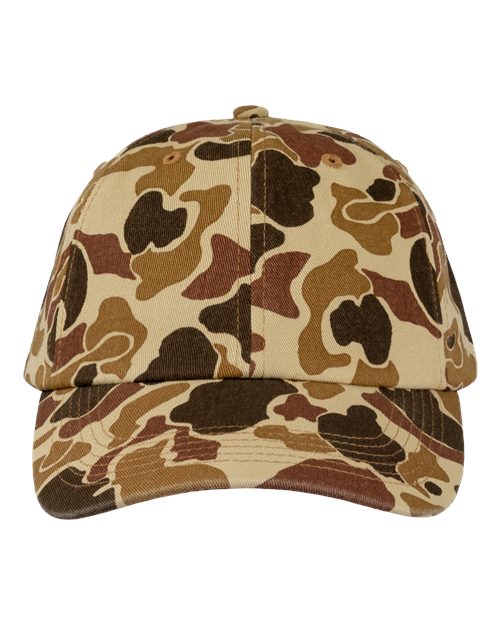 Valucap VC300A Bio-Washed Classic Dad Hat - Brown Duck Camo