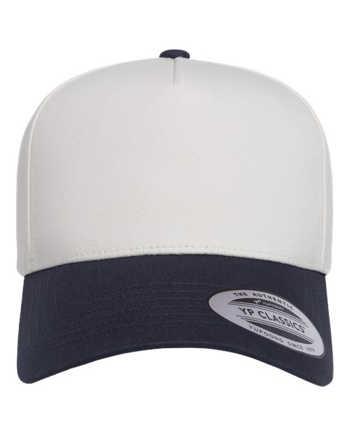 YP Classics 5079 Retro Cotton Blend Snapback Cap - Navy/ White/ White