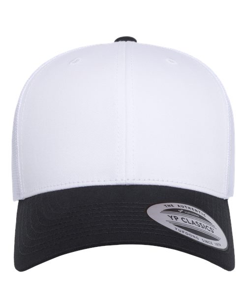 Load image into Gallery viewer, YP Classics 6606 Retro Trucker Cap - Black/ White/ White
