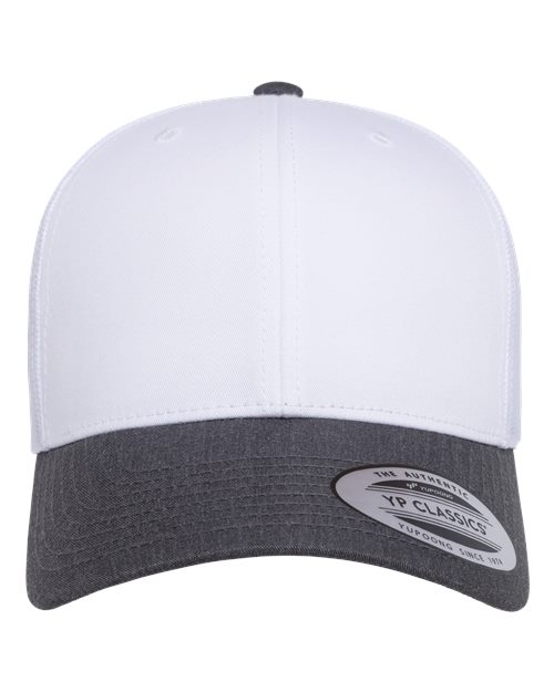 Load image into Gallery viewer, YP Classics 6606 Retro Trucker Cap - Dark Heather/ White/ White
