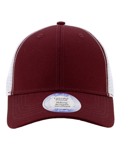 Load image into Gallery viewer, Infinity Her CHARLIE Women's Modern Trucker Cap - Maroon/ White
