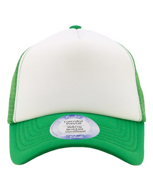 Infinity Her ROSIE Women's Foam Trucker Cap - White/ Kelly Green/ Bubbles