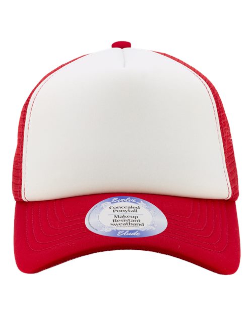 Infinity Her ROSIE Women's Foam Trucker Cap - White/ Red/ Stripes