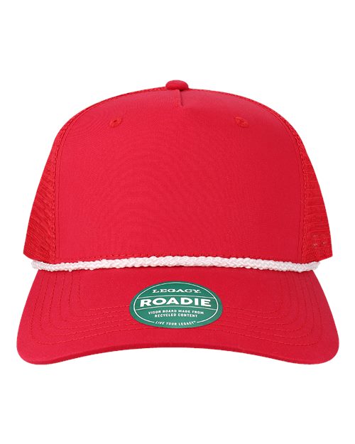 Load image into Gallery viewer, LEGACY ROADIE Five-Panel Adjustable Cap - Scarlet Red/ White
