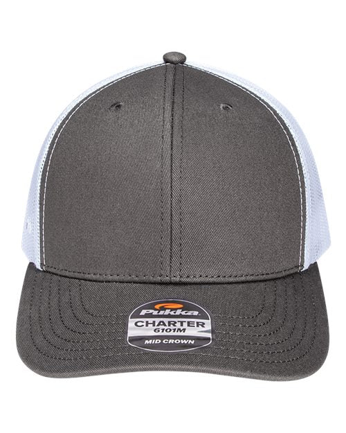 Load image into Gallery viewer, Pukka 6101M Charter Six-Panel Cap - Charcoal/ White
