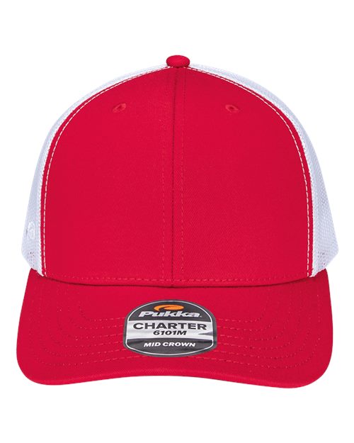 Load image into Gallery viewer, Pukka 6101M Charter Six-Panel Cap - Red/ White
