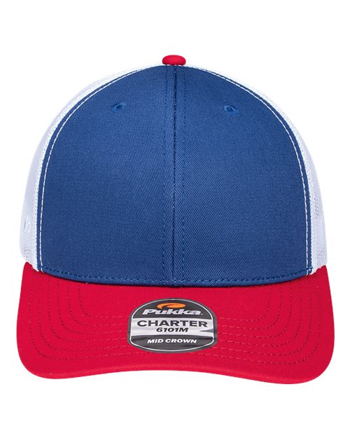 Load image into Gallery viewer, Pukka 6101M Charter Six-Panel Cap - Royal/ Red/ White
