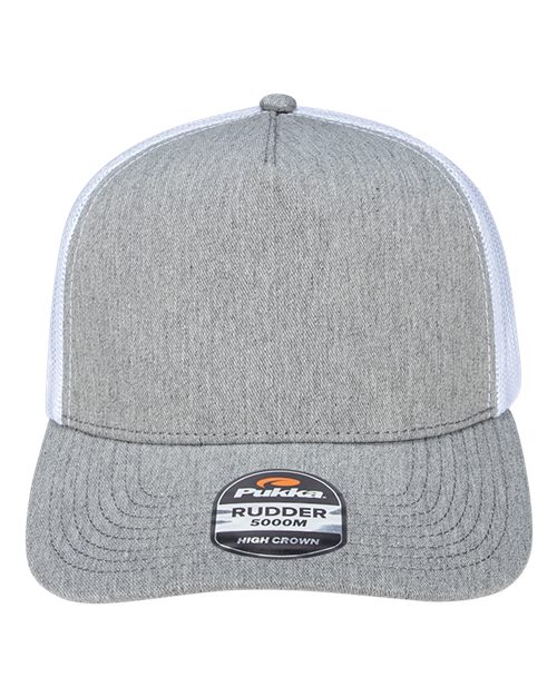 Pukka 5000M Rudder Five-Panel Cap - Grey Heather/ White