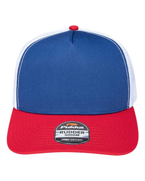 Load image into Gallery viewer, Pukka 5000M Rudder Five-Panel Cap - Royal/ Red/ White
