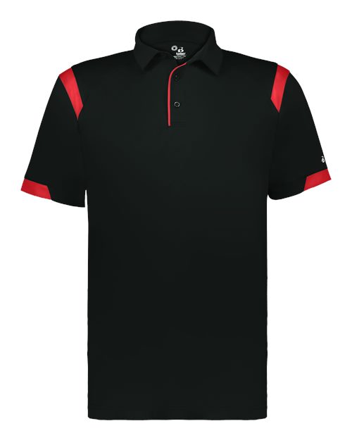 Badger 3350 Unisex On the Rise Polo - Black/ Red