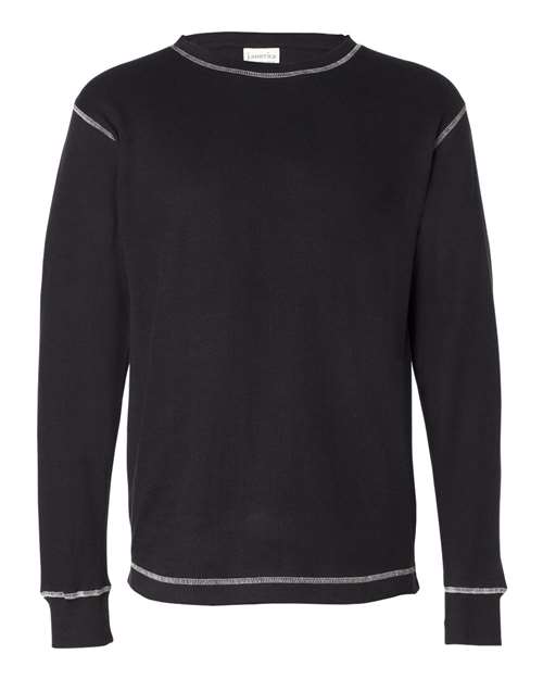 J. America 8238 Men's Vintage Thermal Long Sleeve T-Shirt - Black/ Vintage White