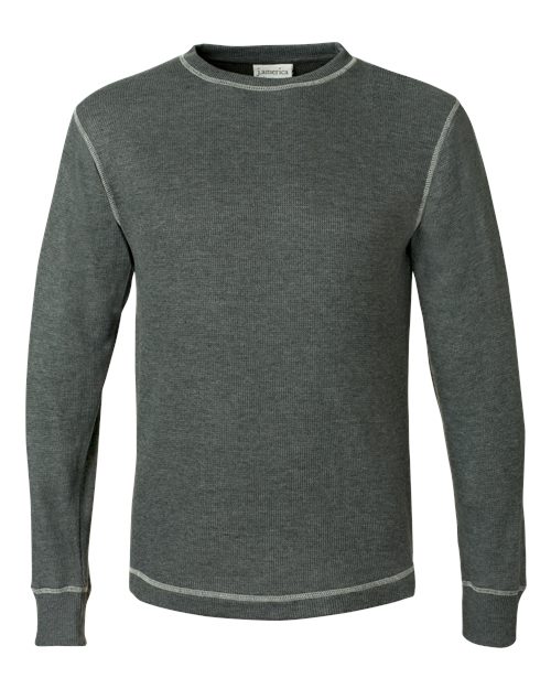 Load image into Gallery viewer, J. America 8238 Men's Vintage Thermal Long Sleeve T-Shirt - Charcoal Heather/ Vintage White
