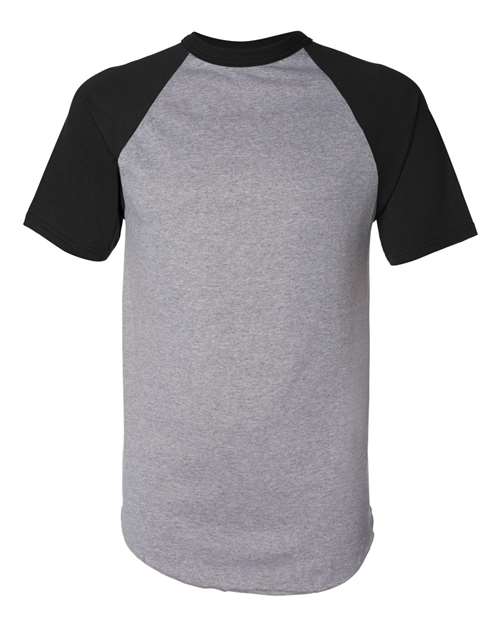 Augusta Sportswear 423 Unisex Raglan Baseball Jersey - Athletic Heather/ Black