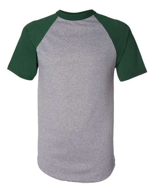 Augusta Sportswear 423 Unisex Raglan Baseball Jersey - Athletic Heather/ Dark Green