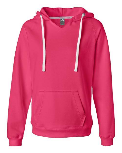 J. America 8836 Women's Sueded V-Neck Hooded Sweatshirt - Wildberry