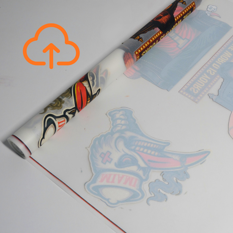 Load image into Gallery viewer, DTF Transfers Upload Gang Sheets featuring various graphics for professional apparel decoration.
