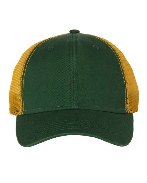 Valucap AH80 Bio-Washed Trucker Cap - Dark Green/ Gold