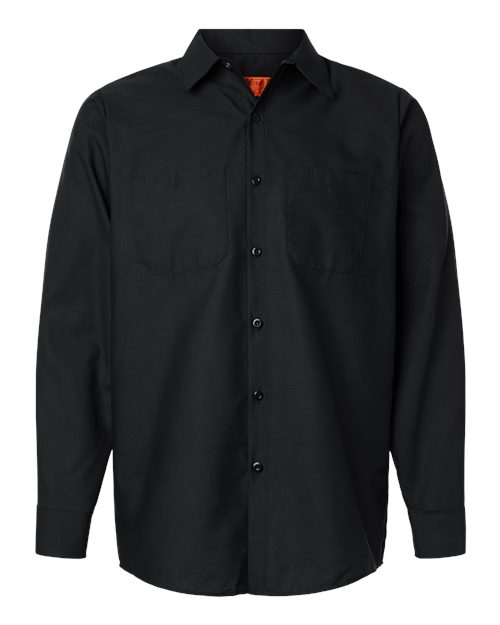 Red Kap SP14 Men's Industrial Long Sleeve Work Shirt - Black