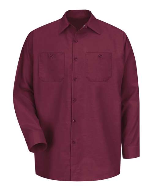 Red Kap SP14 Men's Industrial Long Sleeve Work Shirt - Burgundy