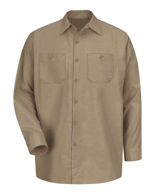 Red Kap SP14 Men's Industrial Long Sleeve Work Shirt - Khaki