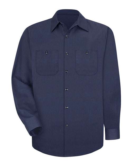 Red Kap SP14 Men's Industrial Long Sleeve Work Shirt - NL-Navy/ Light Blue