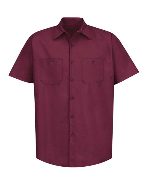 Red Kap SP24 Men's Industrial Short Sleeve Work Shirt - Burgundy