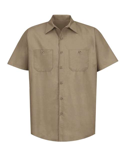 Red Kap SP24 Men's Industrial Short Sleeve Work Shirt - Khaki