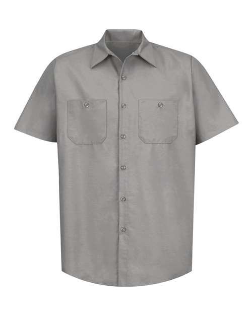 Red Kap SP24 Men's Industrial Short Sleeve Work Shirt - Light Grey
